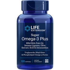 Life Extension Super Omega-3 Plus EPA/DHA with Sesame Lignans, Olive Extract, Krill & Astaxanthin, 120 softgels